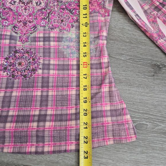 Bleu Vintage Pink paisley boho embelished Knit top with bell sleeves - Picture 4 of 9